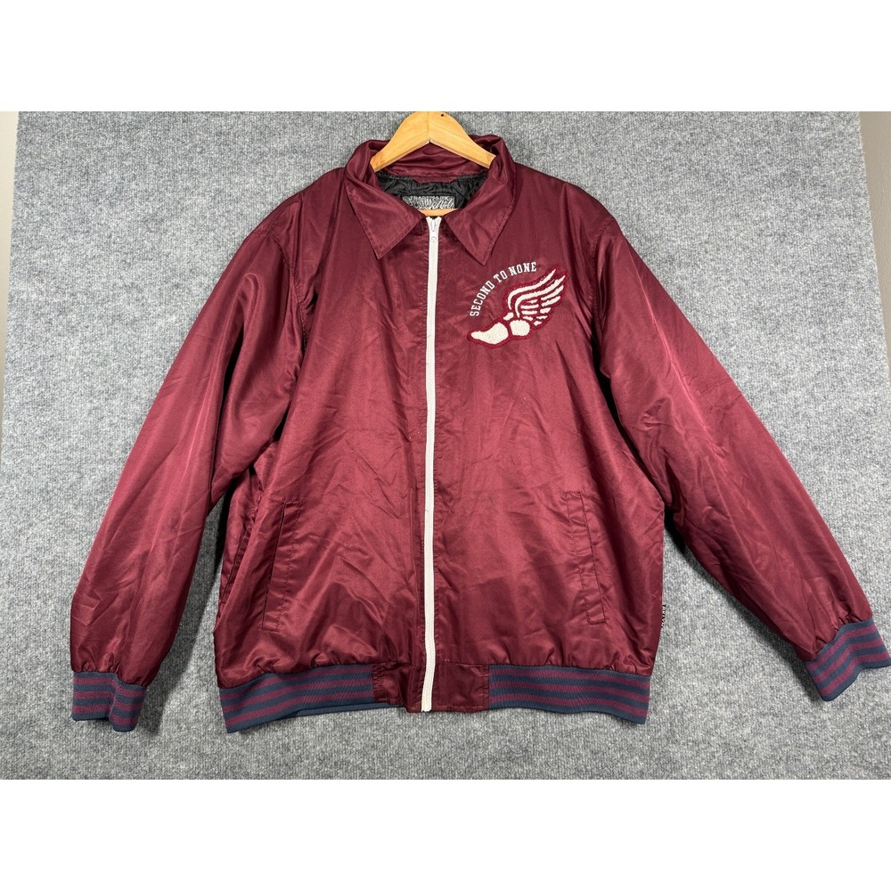 Vintage Brooklyn Cloth Bomber Jacket Men XL Red Second to None Winged Foot Patch